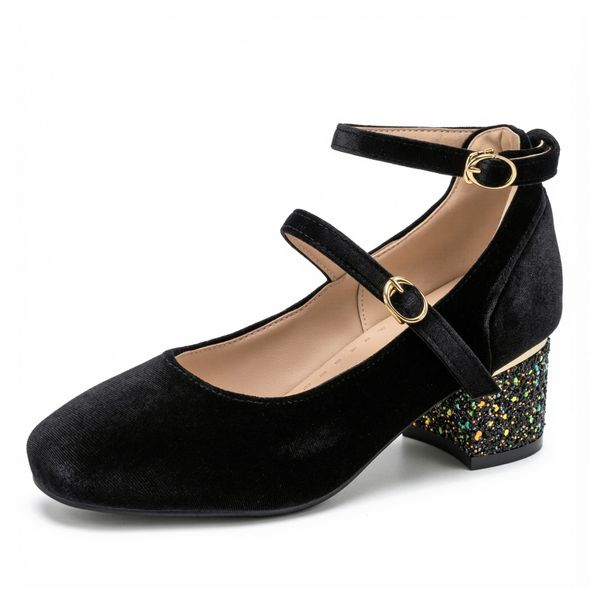 Women's 2026 Spring Autumn Fashion Pumps, Chunky Heel Square Toe Double-Buckle Office Shoes, Plus Size 34-48, Comfortable & Elegant_vogvips.com