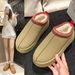 European And American Snow Boots Women's Winter New Fashion One-piece Closed-toe Slippers Platform Thick-soled Furry_vogvips.com