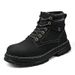 Men's Waterproof Leather Work Boots - High Top Rugged Outdoor Boots For Men, Durable & Comfortable Casual Boots For All Seasons_vogvips.com