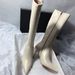 Black Knight Over-the-Knee Long Boots Simple Pointed Toe Solid Color White Slim Adult High Heel Elastic Elegant Korean_vogvips.com
