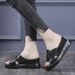 Bread Cool 2025 Summer New Thick Bottom Slippers One Line Women's Pine Cake Slope Fashion High Heel Sandals_vogvips.com