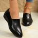 New Plus Size 2025 Autumn New Mid Heel Fashion Single For Women, Non Slip Soft Leather Solid Color Work Shoes_vogvips.com