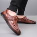 Summer Men's Genuine Perforated Breathable Soft-soled Casual Leather Shoes, Slip-on Non-slip Sandals For Men_vogvips.com