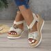 New European And American Style Fashion Round Toe Open Toe Solid Color Slip-on Women's Plus Size Wedge Sandals_vogvips.com