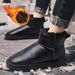 Genuine Leather Waterproof Winter Snow Boots For Men & Women - Slip-Resistant, Fleece-Lined, Comfortable & Warm Unisex Design (Black/Grey, Size 36-47)_vogvips.com