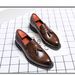 Men's Stylish Pointed-Toe Dress Shoes With Tassel Detail – Classic Black & Brown Oxfords For Wedding, Business & Night Out Men's Shoes_vogvips.com