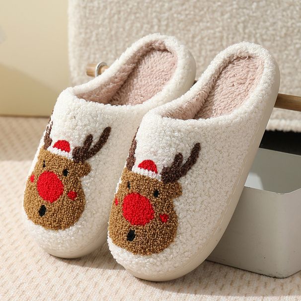 2024 Cross-Border Christmas Cotton For Wholesale Home Couple Indoor Reindeer Warm Slippers Winter Women_vogvips.com