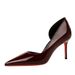 9268-A European American Style Pointed-toe High-heeled Shoes For Women, Patent Leather, Red Sole, Sexy And Elegant,_vogvips.com