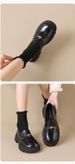 Platform Loafers Women's Retro One-pedal Small Leather Shoes British Style Thick Heel Single Shoes_vogvips.com