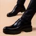 Leather Casual Shoes For Spring Business Formal Wear Leather Shoes With Extra Height For Suits, High-end Wedding Groom Shoes, Lace-up, British Style_vogvips.com