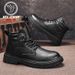 European Warm Series Bee One Wolf Flagship Store Martin Men's Autumn Winter High-top British Style Casual Leather Shoes Trendy Mid-top Work_vogvips.com