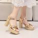 Women's Summer Sandals High Chunky Heel Thick Sole Waterproof 2025 New Korean Style One-Strap Fish Mouth Platform Shoes_vogvips.com