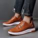 Euro Step 2025 Spring Brogue Leather Trendy British Style Casual Men's Large Size Work Shoes_vogvips.com