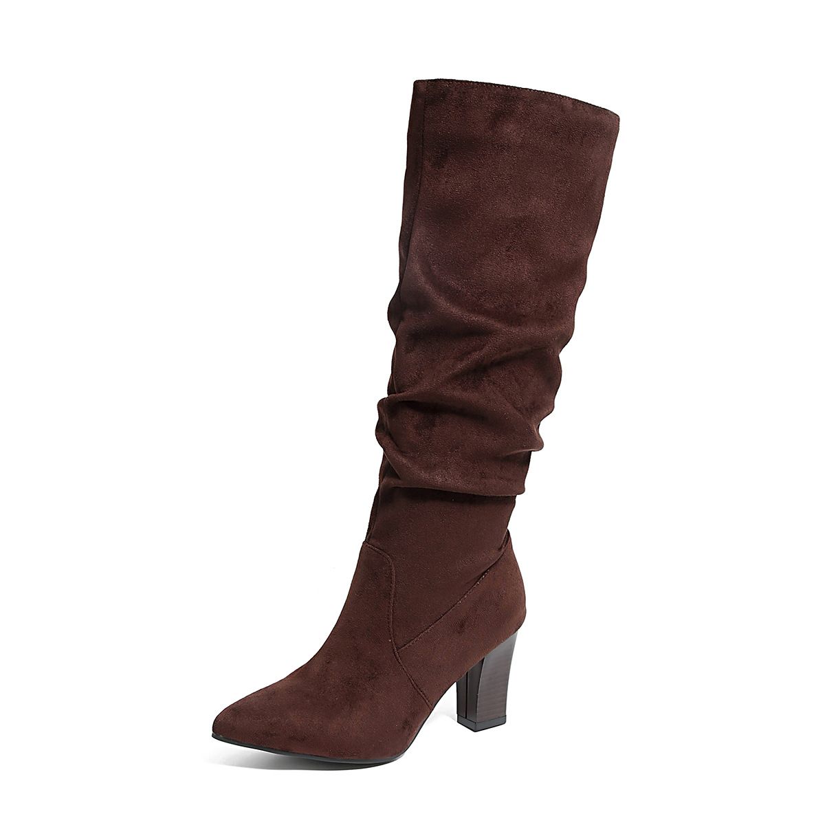 Women's Pointed Toe High Heeled Fashion Boots Suede High Top Winter_vogvips.com