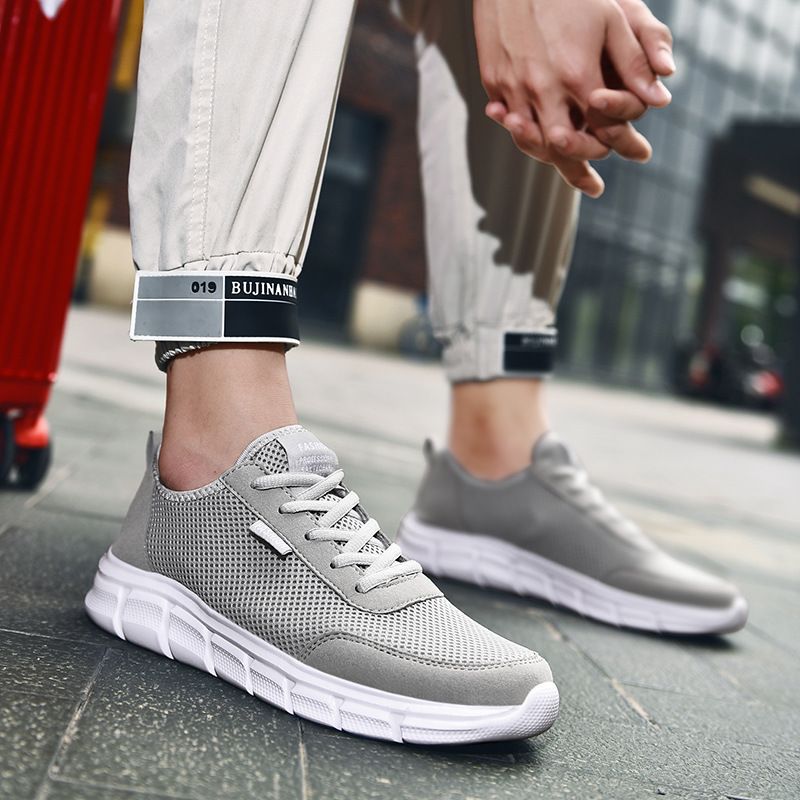 New Men's Summer Outdoor Mesh Casual Trendy Breathable Lightweight Solid Color Flat Plate Shoes 0217_vogvips.com