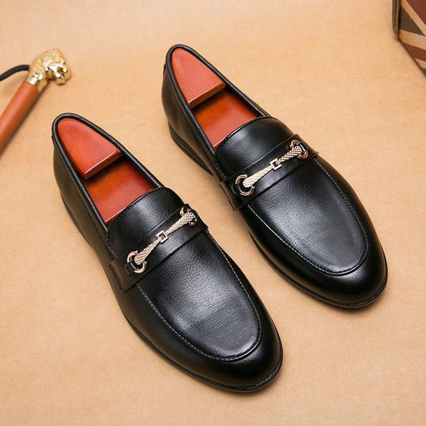 New Fashion Men's Brown Business Casual Loafer Shoes Daily Office Black Buckle Monk Men's Shoes One Foot Cover Banquet Dress Wedding Leather Shoes_vogvips.com
