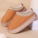 Winter Home Ethnic Style Half Shoes Large Size Women's Cotton Fleece Lined Thickened Slippers_vogvips.com