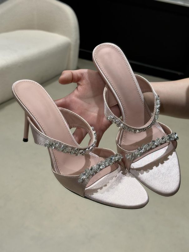 Women's Rhinestone Strappy High Heeled Sandals Stiletto Heel Open Toe Summer Versatile Elegant Fairy Shoes_vogvips.com