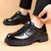 Fashion Trend Leather Men Business Casual Thick Sole Height Increasing Men's Crocodile Pattern Derby Shoes Spring New_vogvips.com