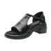 High Thick Heel Platform Sandals Women's French Retro 6cm High Heel Word With Open Toe Soft Sole Sandals Summer New_vogvips.com