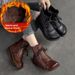Shanghai Jie Zou Winter New Flat High-top Cotton Solid Color Retro Martin Roman Style Women's Leather Short Boots_vogvips.com