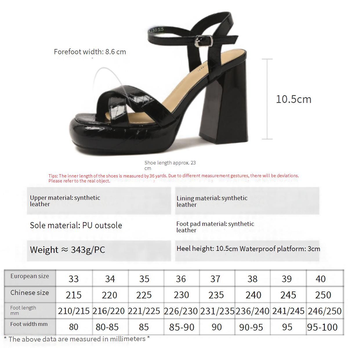 Cameido Women's PU Round - Toe Elegant Business - Casual Thick - Heeled Shoes CD67505_vogvips.com