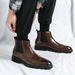 Men's Stylish Chelsea Boots With Distressed Finish - High Top Lace-Up Leather Boots For Outdoor & Casual Wear (Sizes 38-46, Black/Brown)_vogvips.com