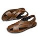 Genuine Leather Summer Casual Shoes, Breathable Cross-border Lightweight Sandals, Outdoor Hiking Men's Hollow Sandals_vogvips.com