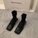 French Style Square Toe Slim Women's 2025 New Autumn Winter Shoes Loafers Short Knitted Elastic Sock Boots_vogvips.com