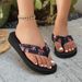 Plus-size European And American Style Women's Flip-flops For Outdoor Wear In Summer, High-end Casual Fashion Floral Print Flat Sandals_vogvips.com
