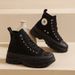 Thick Soled High Top Canvas Women's Versatile Board New Autumn Black Casual Sports Shoes, Dad Shoes_vogvips.com