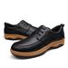 Large Size Men's Leather Shoes Round Head Lace-up Men's Casual Single Shoes Loafers Low Heel Top Layer Small Yellow Men's Shoes_vogvips.com