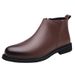 European Warm Series Wide Last Toe Side Chain Denim Style Trendy Men's Martin Boots Mid-Calf Warm Non-Slip Rubber Sole Single Cotton Shoes_vogvips.com