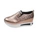 Casual Plus Size Fashionable For Women, 2025 Autumn New Item, Sponge Cake Thick Sole, And Shiny Sports Single Shoe_vogvips.com