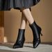 2025 New Pointed Toe Stiletto Heel Plus Size Shot High Heels Women's Black Vesatile Matin Ankle Boots With Back_vogvips.com