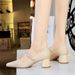 5288-17 Korean Version Thick And Medium Heeled Women's Shoes With Shallow Mouth Square Toe Pearl Rhinestone Straight_vogvips.com