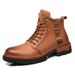 European Warm Series 2025 Autumn Winter Martin Men Trendy Versatile Genuine High-top British Style Yellow Leather Boots Workwear Men's Shoes_vogvips.com