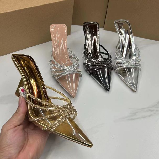 Women S Shoe High Heeled Stiletto PVC Transparent Fashionable Women Sandals And Slippers_vogvips.com