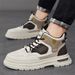 European Warm Series Patchwork Martin Autumn Winter New Thick Sole Height Increasing Lace-up Outdoor Sports Leather Men's Boots_vogvips.com