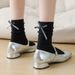 Women's & Men's Cotton Crew Socks With Bow Detail - Soft Breathable Casual Socks For Spring Summer Fall Winter - Solid Color Stackable Socks_vogvips.com