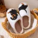 Pattern Dachshund Embroidery Stuffed Home Thick Sole Plaid Furry Cotton Warm Non-slip Indoor Slippers Pet Mom Gift_vogvips.com