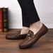 Round Head Men's Casual Shallow Mouth Foot Loafers Rubber Sole Anti-skid Work_vogvips.com