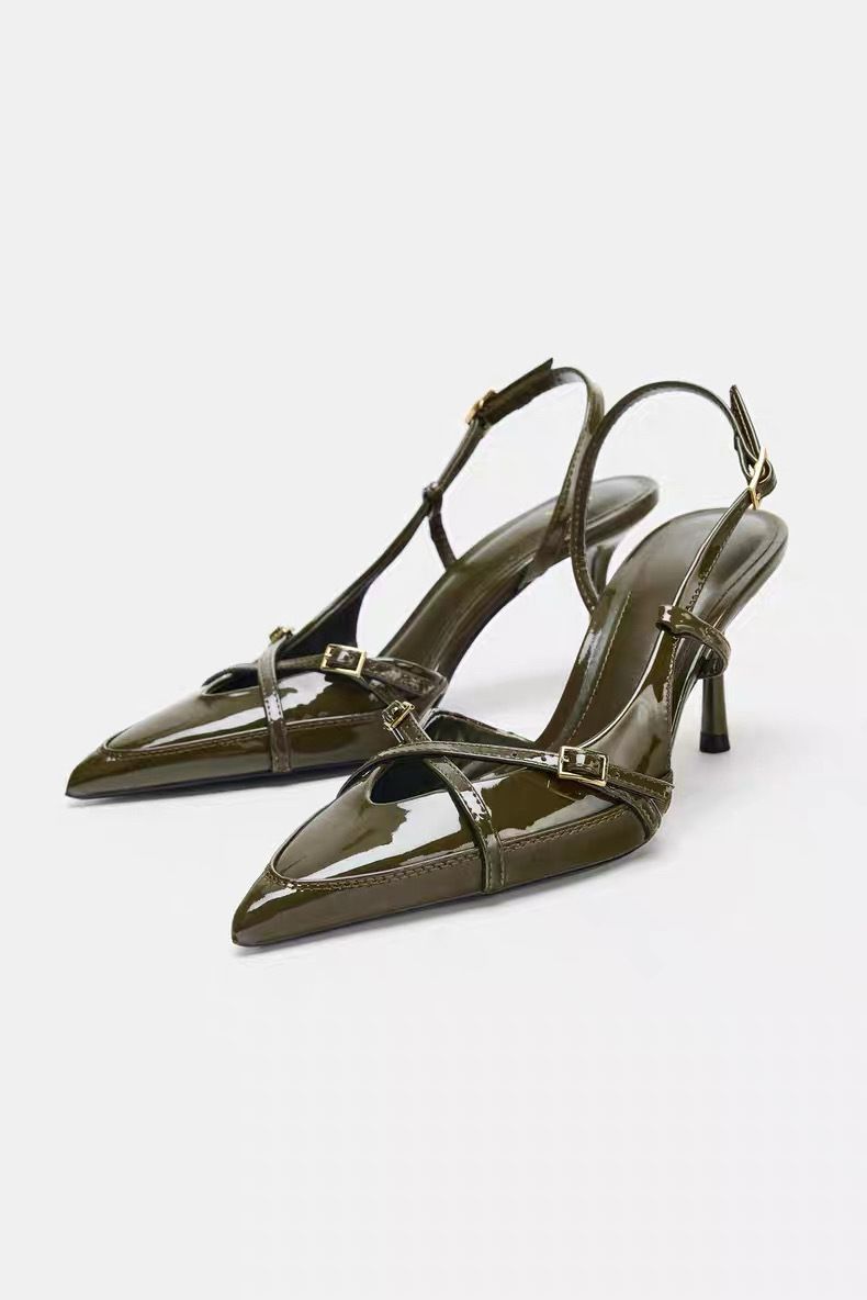 Pointed-toe Thin-st 2025 Autumn New Versatile Elegant Mule Shoes, Women's High-heeled Sandals With A Single Buckle_vogvips.com