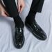 Euro Step Large Size 46 New Pointed Toe Leather Shoes For Men Trendy Sequin Boots British Style Nightclub Dress Loafers_vogvips.com