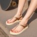 Women's Summer Herringbone Non-slip Flat Sandals, Korean Style Casual Flip-flops For Travel, Vacation, And Beach, Rubber_vogvips.com