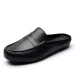 Mens Brown Crocodile Pattern Leather Loafer Slippers Slip On Backless Casual Shoes For Indoor And Outdoor Use_vogvips.com