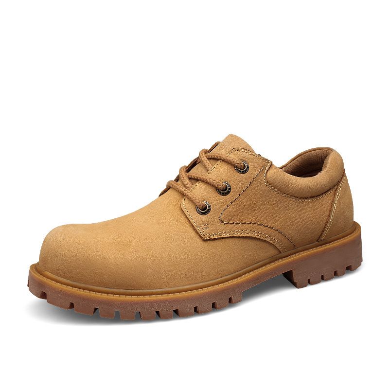 Men's Round Head Men's Casual Shoes Front Lace-up Loafers Low Heel Work Men's Shoes_vogvips.com