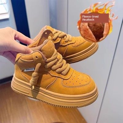 Children's Genuine Leather Baby High-Top Soft Soled Veet Board Shoes_vogvips.com