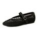 Spring Fashion Mesh Flats Hollow Mary Jane Fishnet Shoes Strap Ballet Shoes Women_vogvips.com