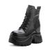 Autumn Winter New Small Stature Genuine Leather Platform Women Motorcycle Top Layer Cowhide Short Thick Sole Height_vogvips.com